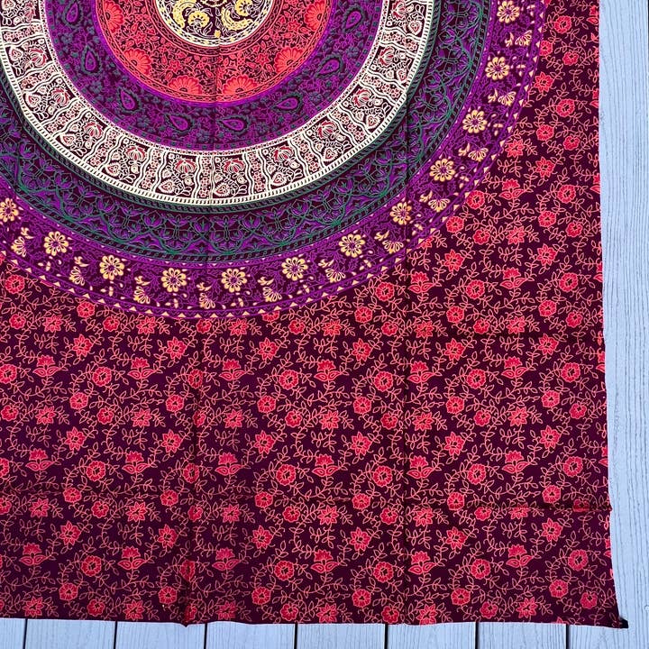 Lungta Imports - Wholesale Tapestry/Textile - Floral Mandala Tapestry Wall Decor Beach Throw 80X50 Inches6