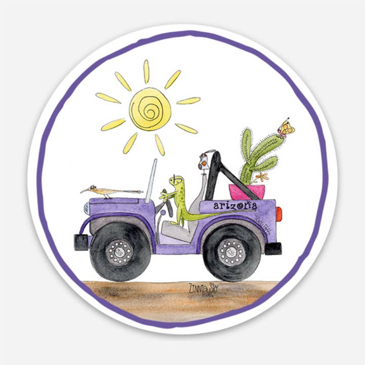 Critter Jeep Desert Fun | Vinyl Sticker for wholesale by Zinnia Sky Studio LLC