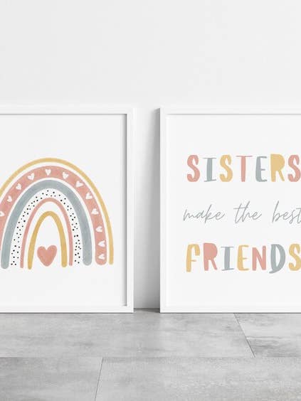 Sisters Make The Best Friends Rainbow Print for wholesale by Little Delights
