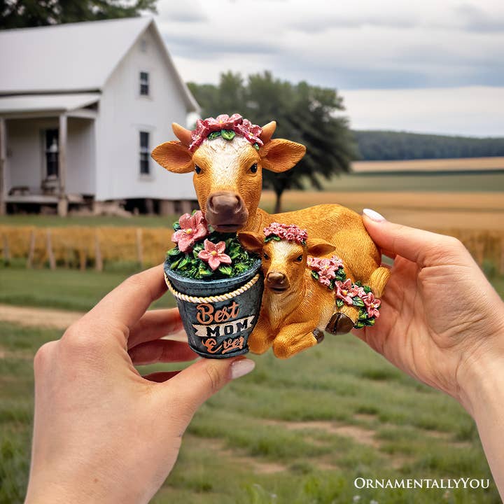 OrnamentallyYou - Wholesale Decorative figurine - Best Mom Cow and Calf Charming Figurine, “6 Keepsake Jersey Statue and Mother’s Day Gift3