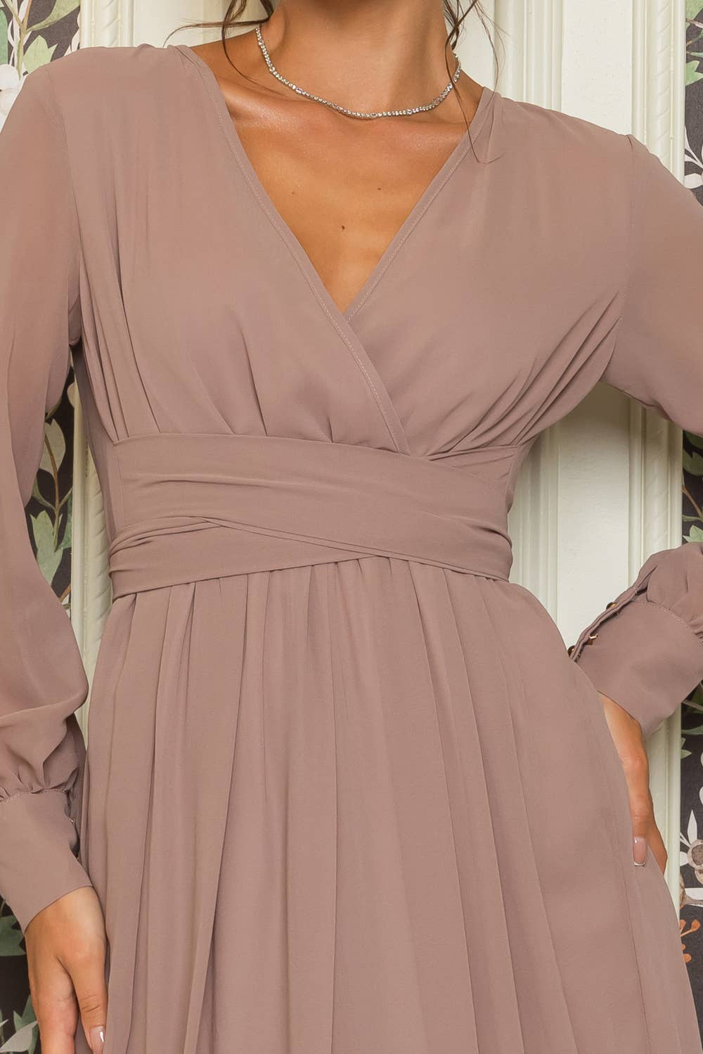 RICARICA INC. - Vendita all'ingrosso Vestito - Donna - 9011SO-ABITO LUNGO IN CHIFFON A MANICA LUNGA TINTA UNITA 36