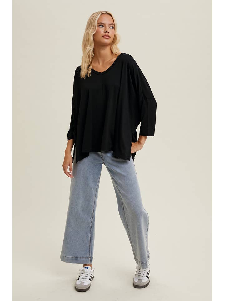 Wishlist Apparel - Wholesale Knit Top - Women's - BAMBOO OVERSIZED DROP SHOULDER KNIT TOP / WL24-93811