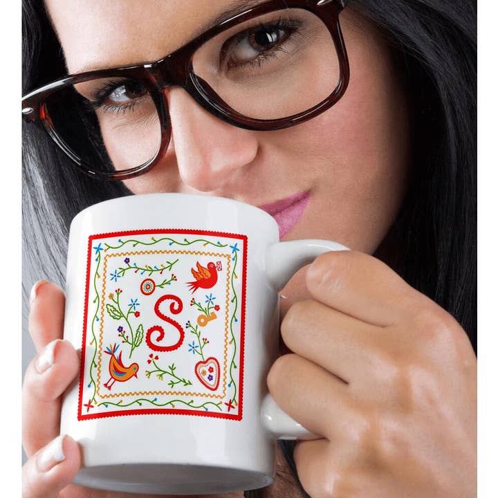 3dRose - Wholesale Coffee mug - 3dRose, Letter S Monogram inpired Love Handkerchiefs from Portugal, Mug9