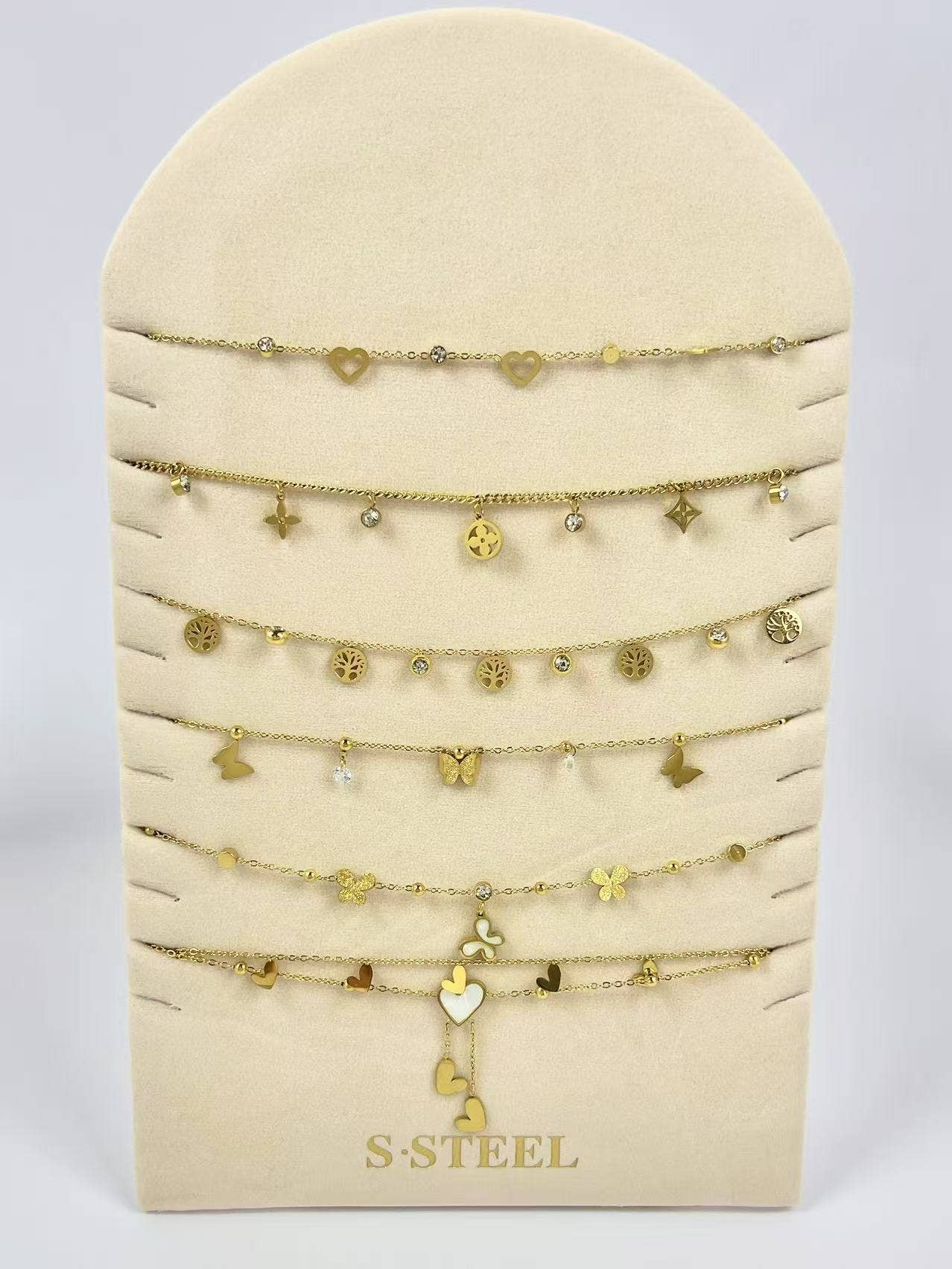 COSMOS - Wholesale Anklet - Set of 6 charm anklets Stainless steel