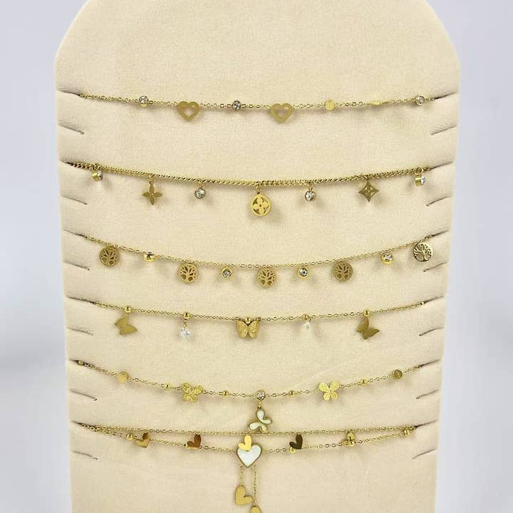 COSMOS - Wholesale Anklet - Set of 6 charm anklets Stainless steel0