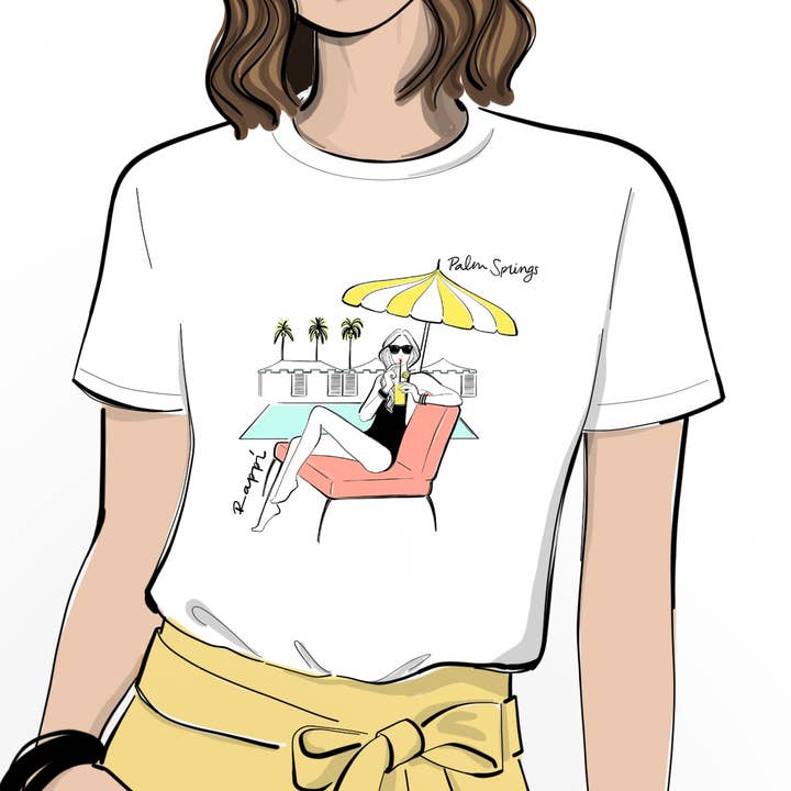 Palm Springs Pool Time Crewneck Graphic Tee for wholesale by Rappi Palm Springs