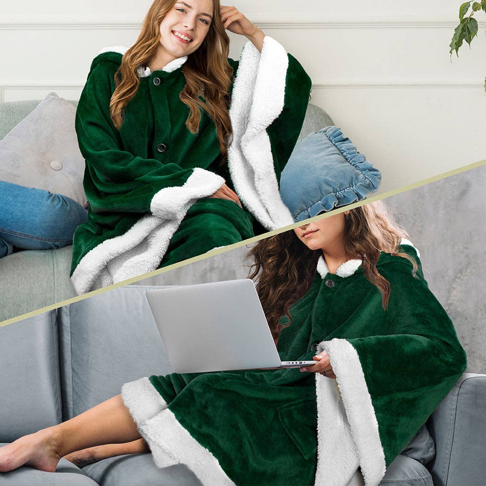Pavilia – wholesale Poncho – Women's – Angel Wrap Hoodie Sherpa Poncho Blanket33