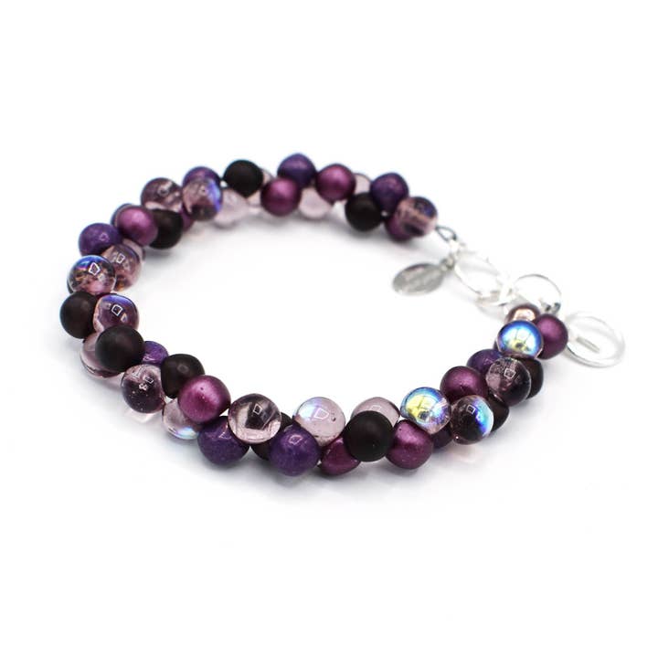 Bracelet Bubble Perles de Verre : Violet, Turquoise, Rouge & Noir pour la vente par Stefanie Wolf Designs