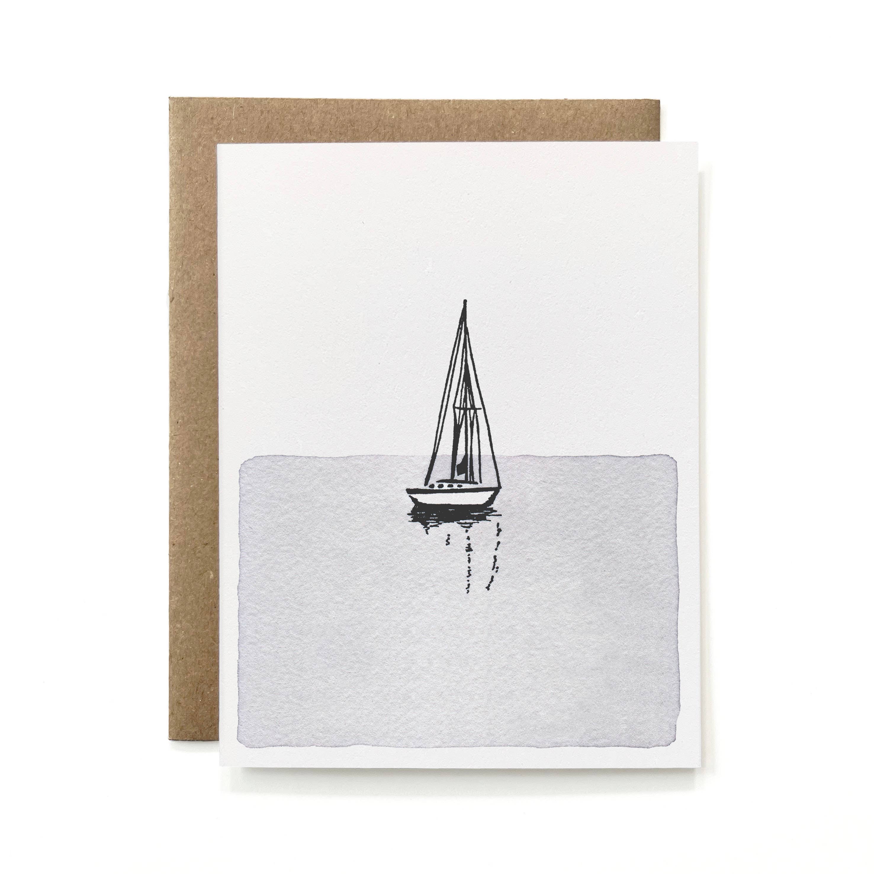 Knapping Press - Wholesale Everyday Greeting Card - 100% Recycled Vertical Sailboat in Water Card