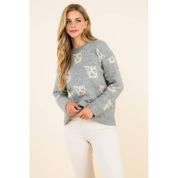 THML - Wholesale Knit Sweater - Women's - Cat Pattern Sweater16