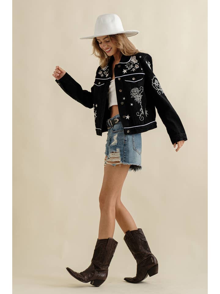 Blue B - Wholesale Denim Jacket - Women's - 17619J - Twill Denim Embroidered Western Button Up Jacket13