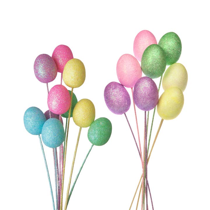 40 & 60mm Glitter Easter Egg Picks - 14"OAL for wholesale by Jacobson