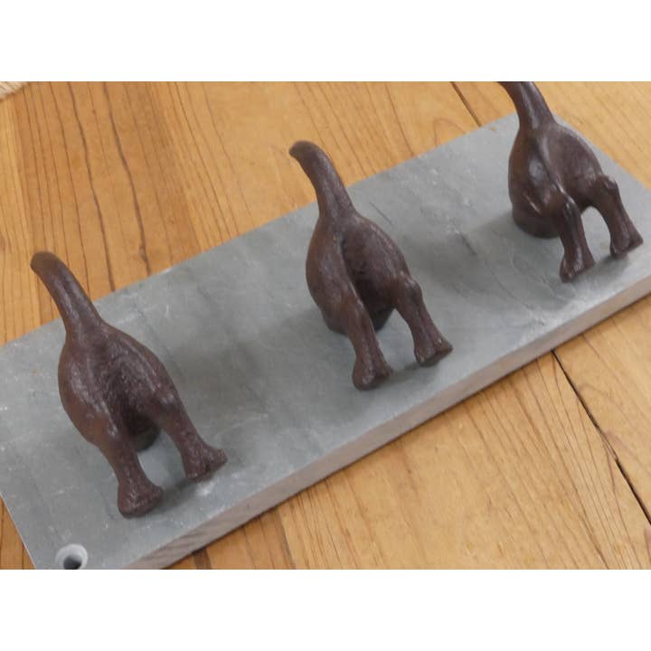 Midwest Craft House - Wholesale Wall Hook - 3 DOG TAIL COAT HOOKS ON SLATE BACKING