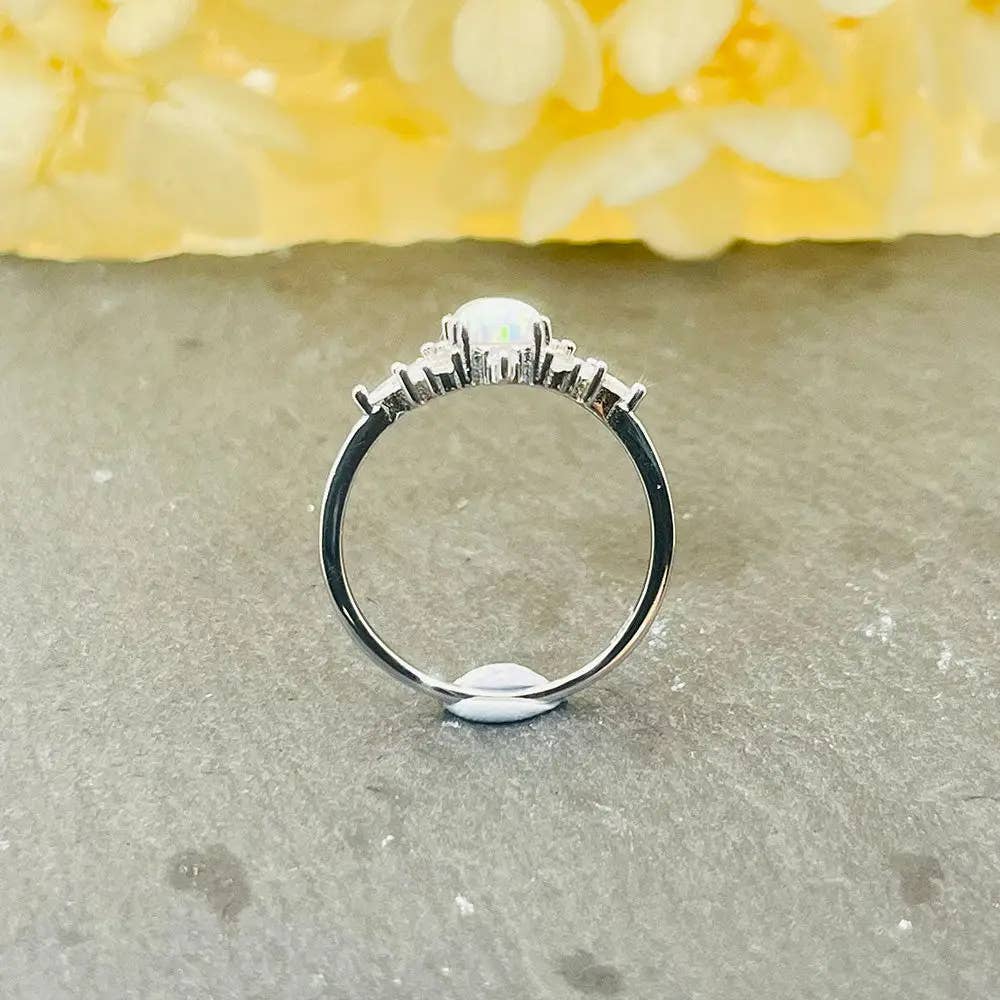 GemMeet – wholesale Multi-stone ring – S925 Silver Artificial Opal Inlaid Zircon Ring5