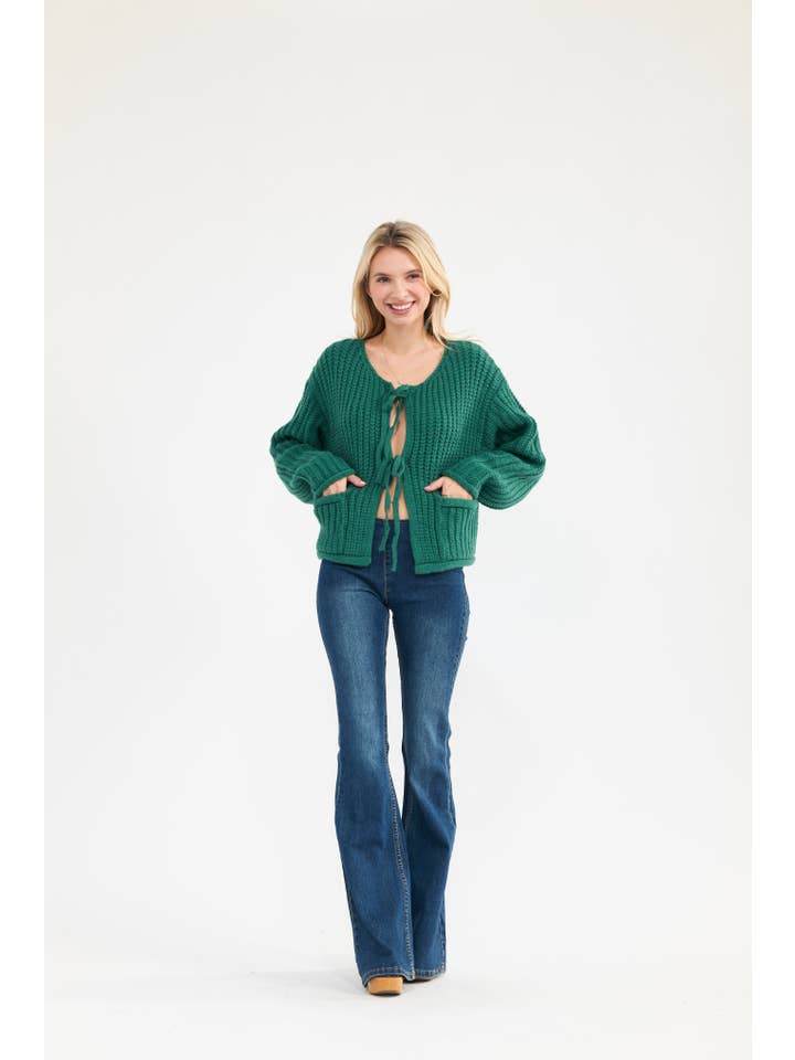 Newbury Kustom - Wholesale Cardigan - Women's - 11316-Tie-Front Knit Cardigan5