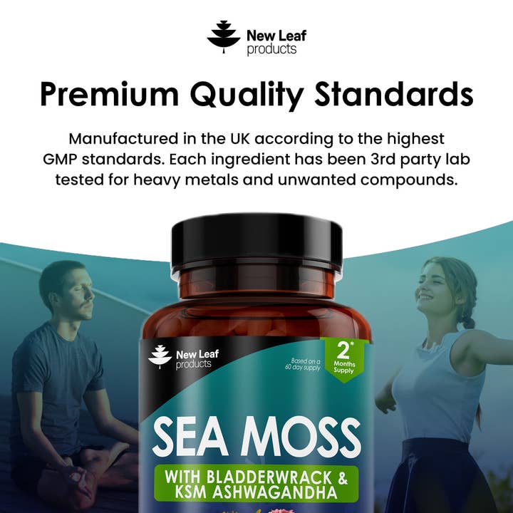 New Leaf products Ltd – wholesale Oral supplement/vitamin – Sea Moss Complex + Bladderwrack & KSM Ashwagandha 120 Caps4