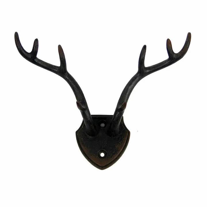 Vagabond Vintage - Wholesale Wall Hook - Pewter Antler Hook in Dark Metal1