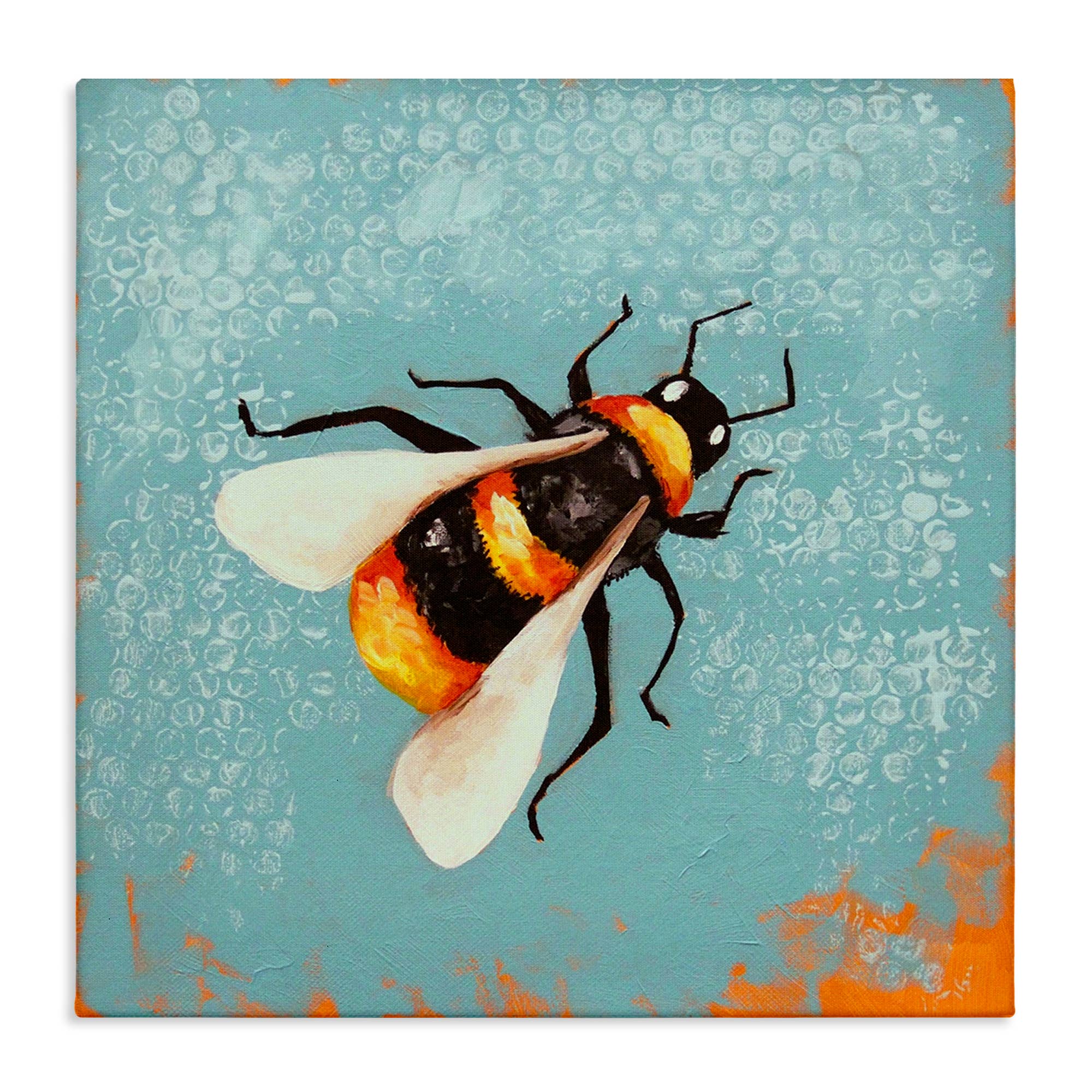 Stupell Industries - Wholesale Muurdecoratie met tekst - Bumble Bee Blue Hive-patroon - Ongelijst Muurkunst8