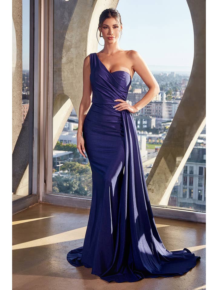 Ladivine by Cinderella Divine - Wholesale Gown - Women's - ONE SHOULDER STRETCH SATIN GOWN