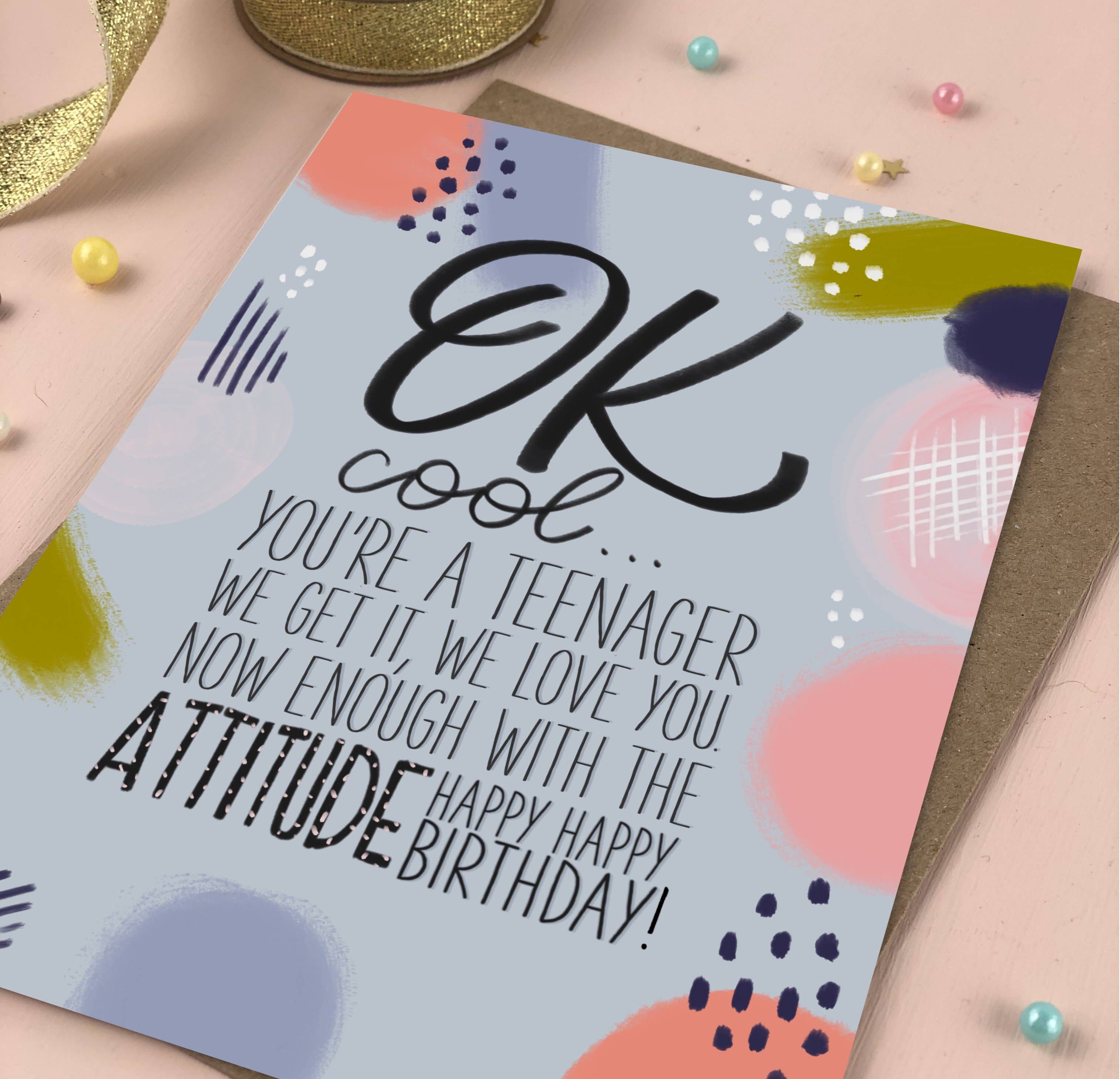 The Little Posy Print Company – Engroshandel Fødselsdagskort – Teenage Attitude fødselsdagskort1