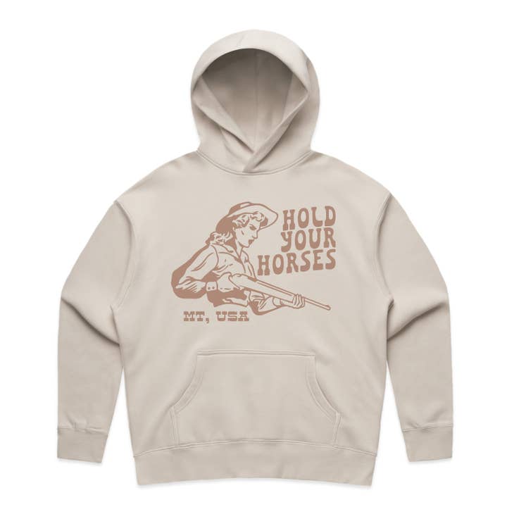 Sudadera con Capucha Pesada "Hold Your Horses" para venta al por mayor de Montana Shirt Co.