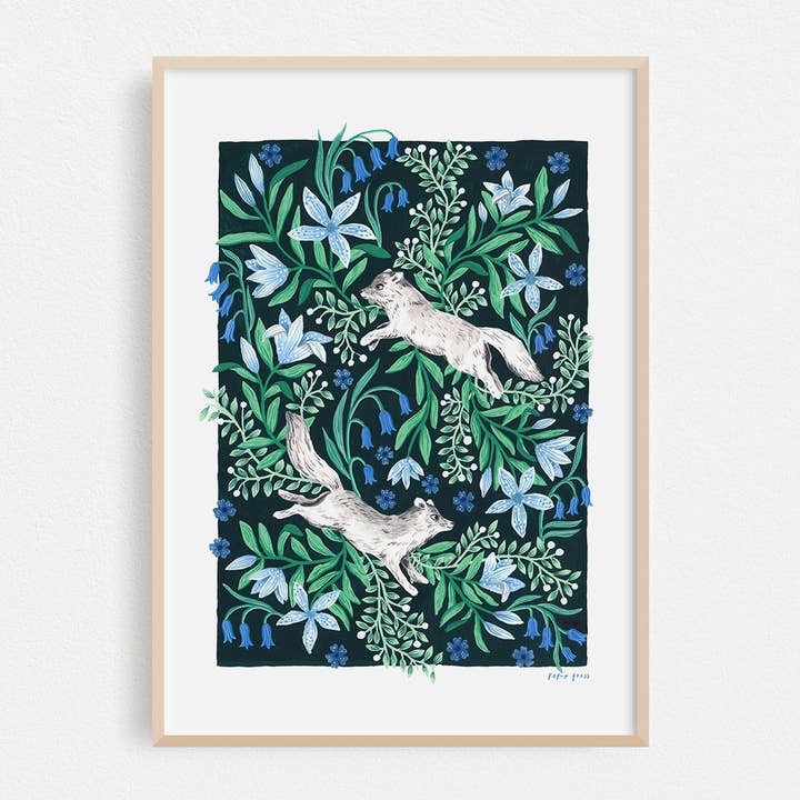 Fox & Lilies Artists Print Wall Art for wholesale by Papio Press