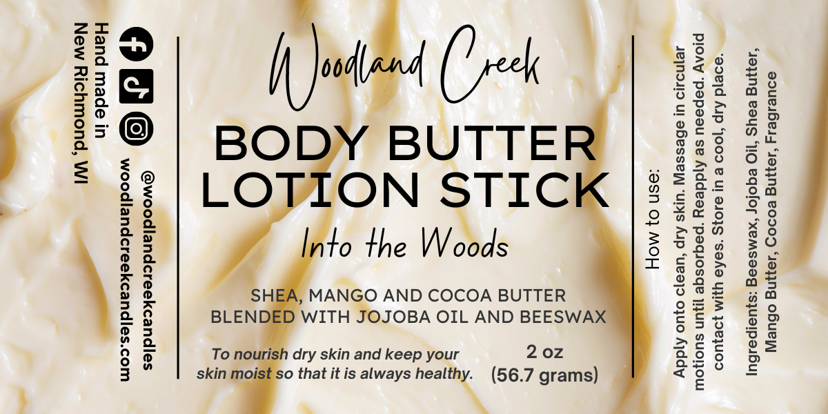 Woodland Creek Candles - Wholesale Solid Lotion - Into the Woods Body Butter Lotion Stick0