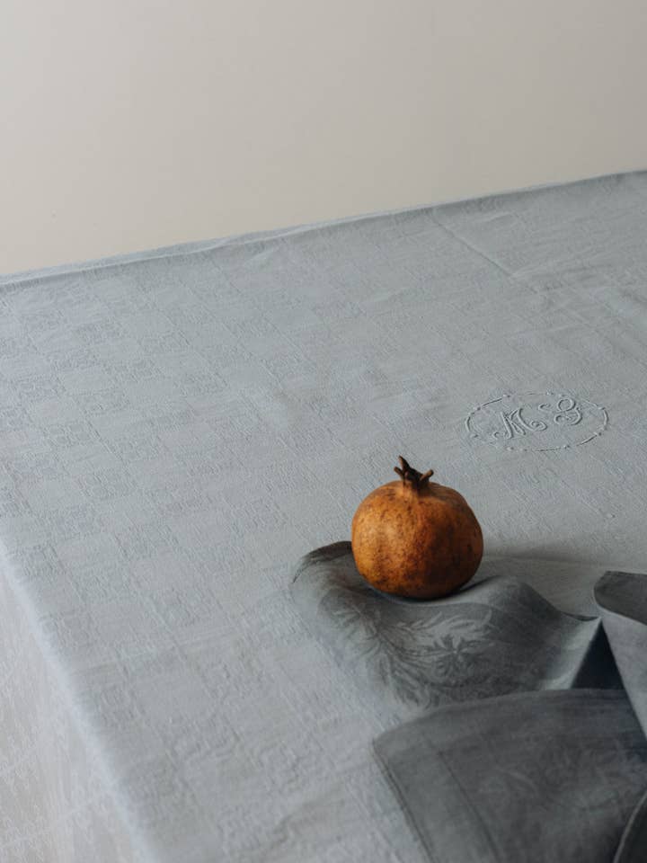 Old monogrammed tablecloth "MG" - 135x190cm for wholesale by Maison Masarin