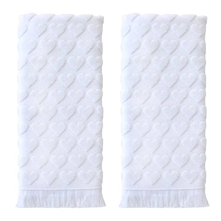 Hart Jacquard 2-delige Handdoekenset, Wit voor wholesale door SKL HOME