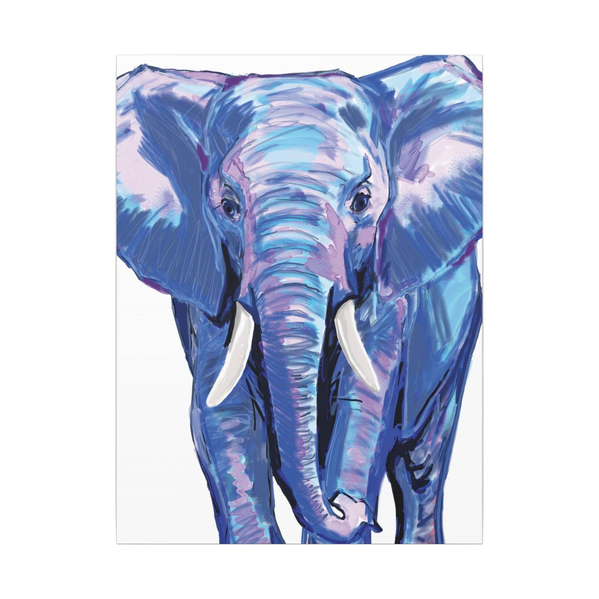 Blue Cava - Wholesale Art Print - Blue and Pink Elephant Canvas Art - Colorful Elephant Wall Décor73