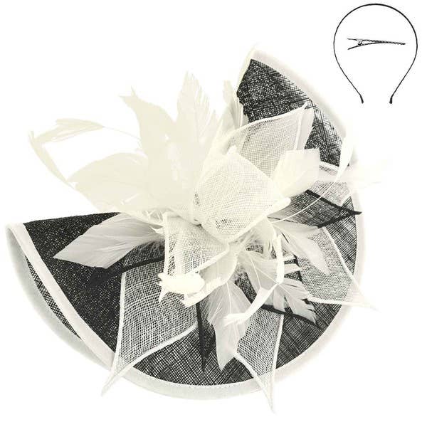 anbfashion - Vente Chapeau bibi – femme - Bandeau et pince fascinateur bicolores pliés3