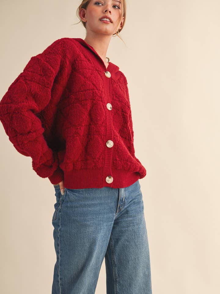 &MERCI - Wholesale Cardigan - Women's - FUZZY KNIT HOODIE CARDIGAN MSW1094120