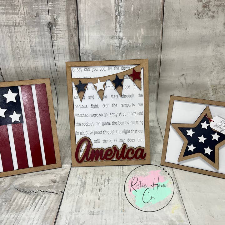 4 juli bord Trio voor wholesale door Rustic Home Co LLC