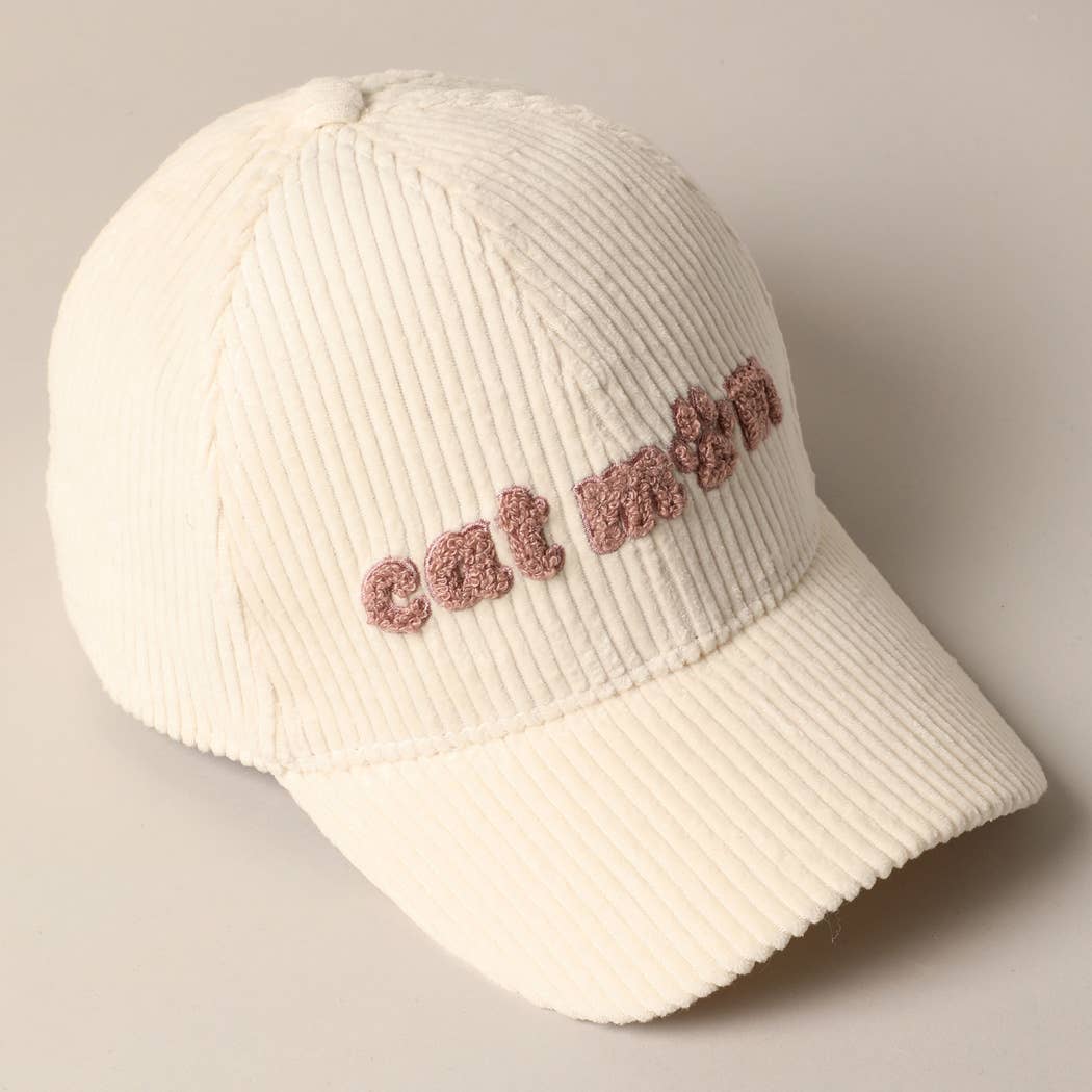 Fashion City - Vente Casquette de baseball – unisexe - Casquette de baseball en velours côtelé avec écusson chenille « cat mom »4