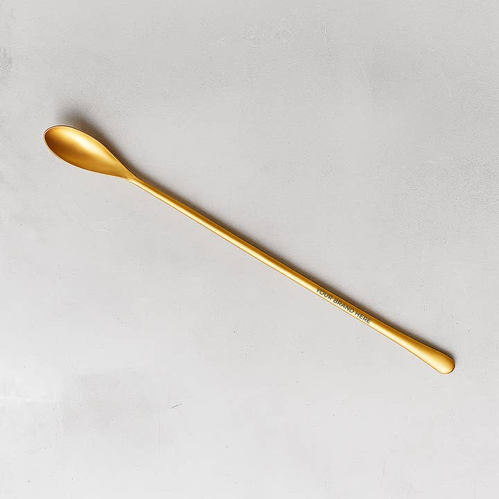 Custom Engraved Gold Stirring Spoon for wholesale by Norden Candle Supply