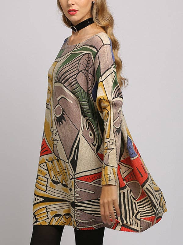 UZ Wholesale Store – wholesale Tunic sweater – Women’s – Figure Printed Long Sleeves Loose Boat Neck Knitwear12