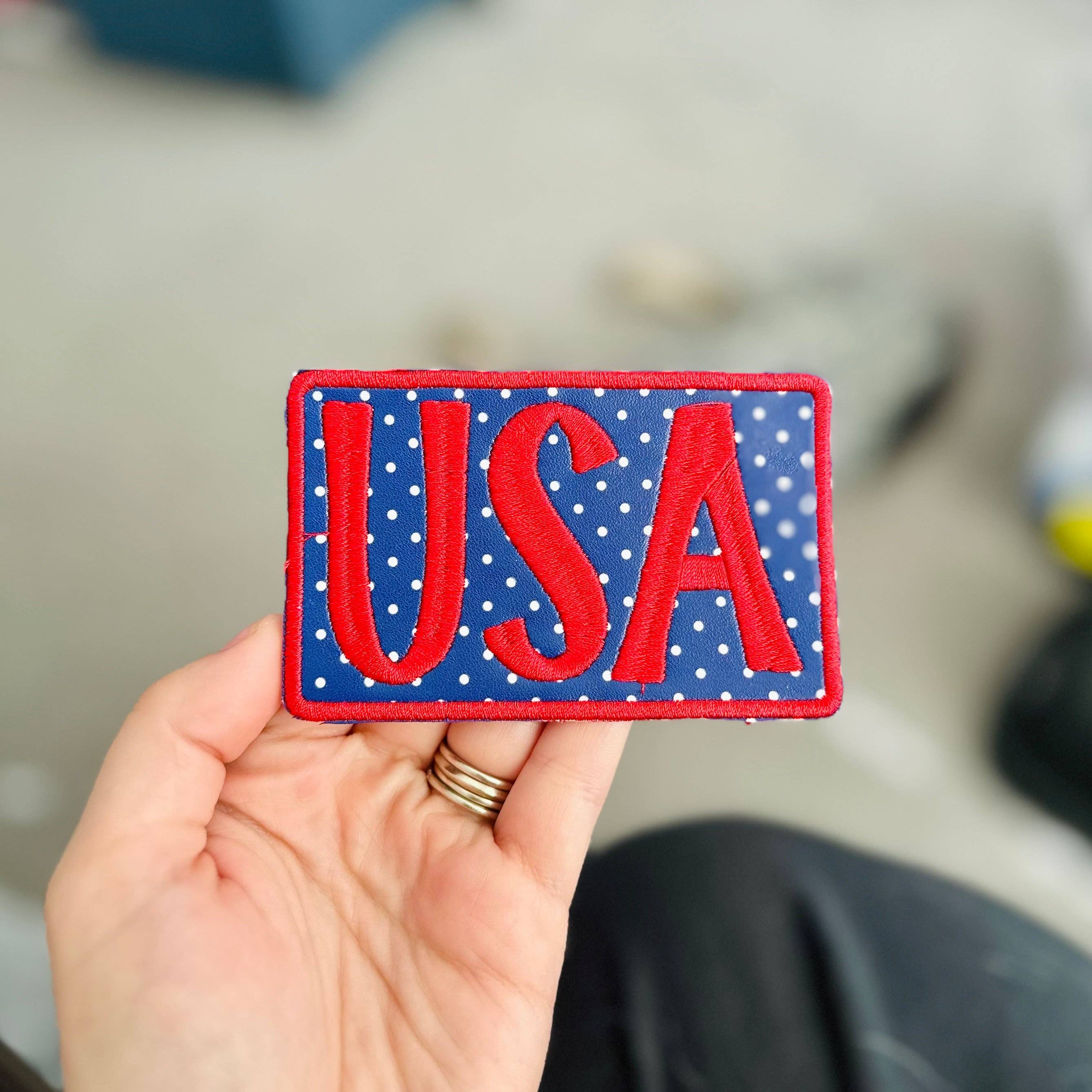 Southern N Savvy - Wholesale Patch - USA Dots 4th of July Patriotic Jumbo 4in iron on Patch