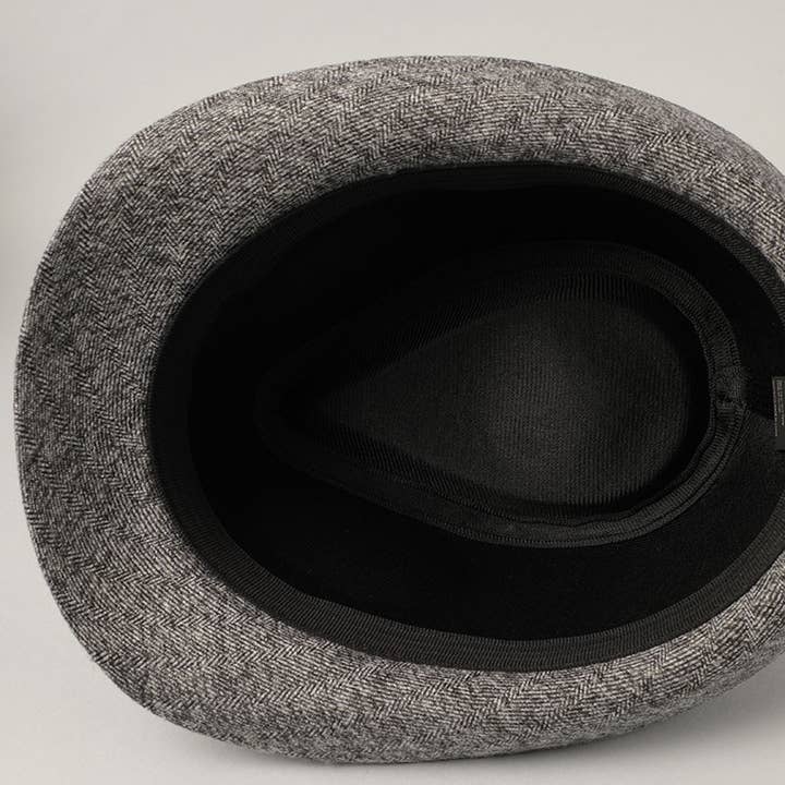 Fashion City - Wholesale Fedora - Men's - Men's Twill Herringbone Pattern Short Brim Fedora