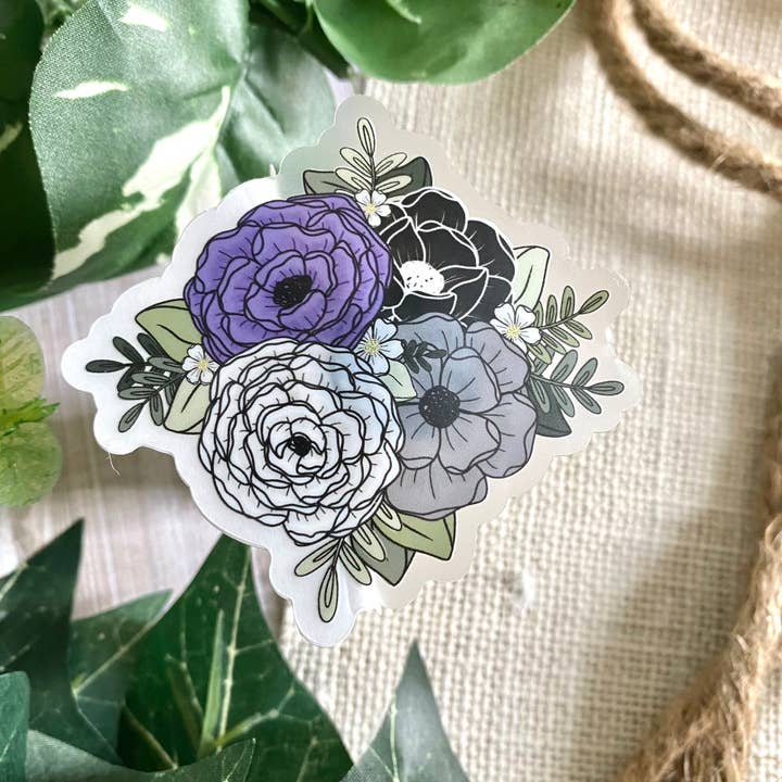 Asexual Floral Clear Sticker | 2.8" x 3" for wholesale by JazzyArtCo
