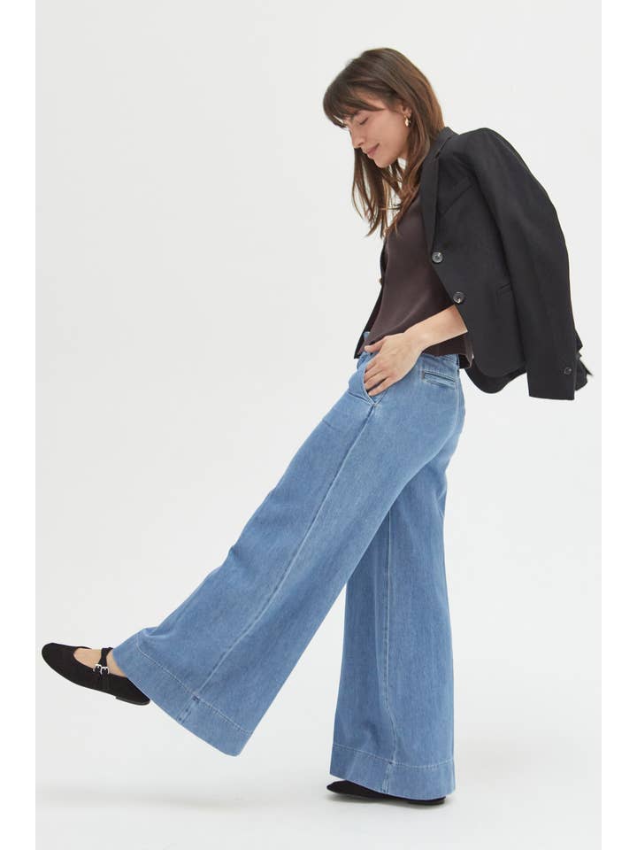 Danbury Low Rise Pleated Trouser Jean, Medium Classic for wholesale on Faire