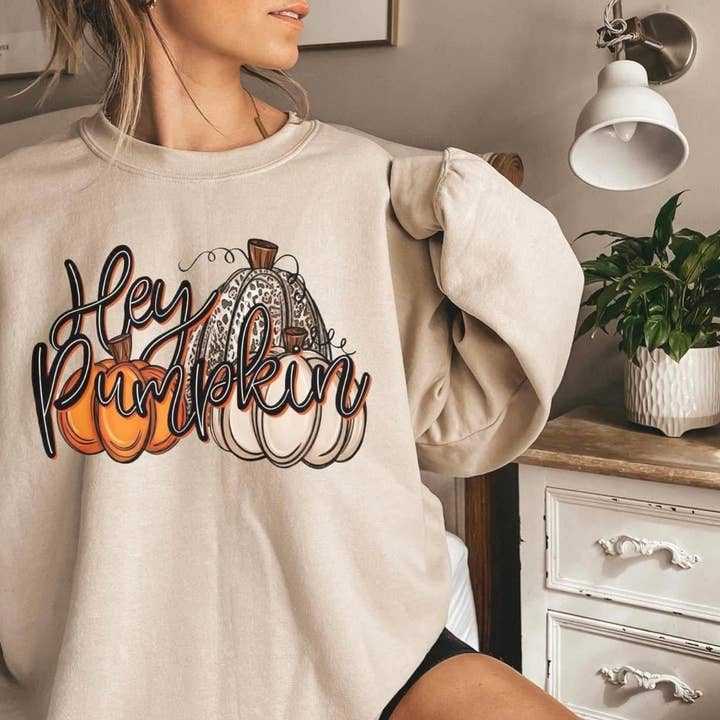 Hallo Kürbis-Crewneck Herbst-Crewneck für den Großhandel von Davis Designs