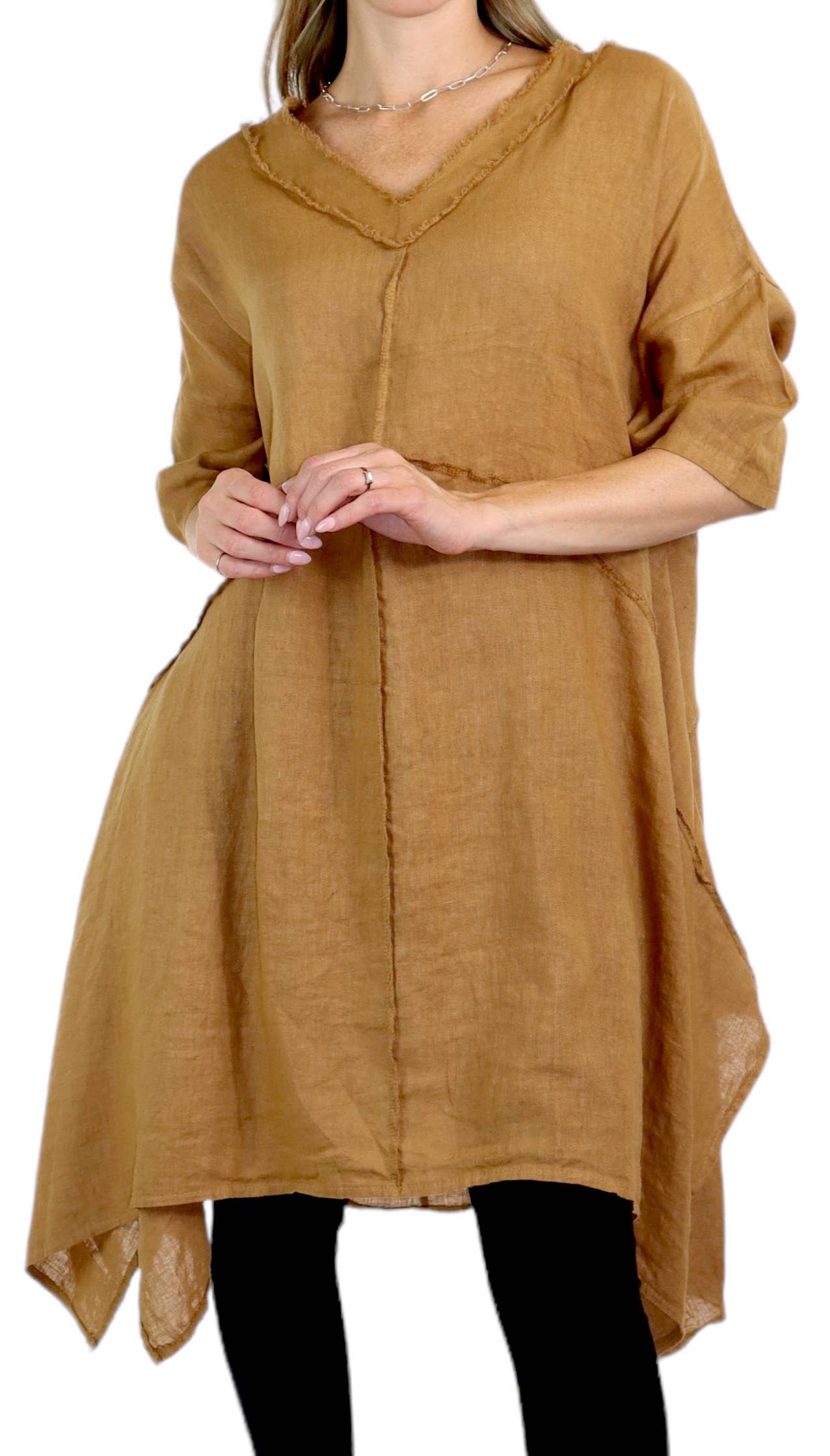 LINEN AND GAUZE - Wholesale Tunic - Women's - Asymmetrical and chic One size Premium washed Linen Tunic7
