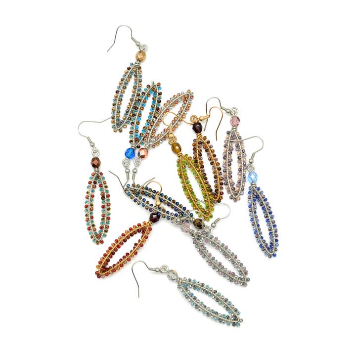 Beaded Almond Sliver Earrings for wholesale by Dunitz & Company