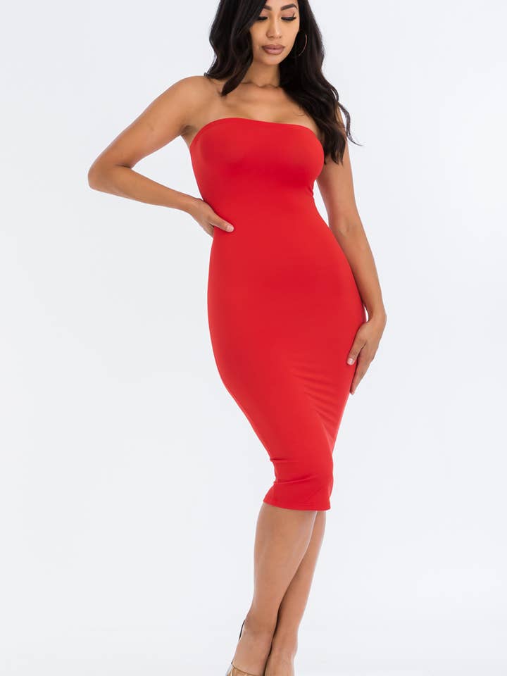CAPELLA APPAREL - Wholesale Dress - Women's - Strapless Tube Bodycon Midi Dress9