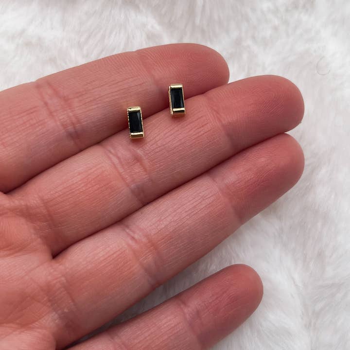 Black Baguette Studs for wholesale by Aurelia Co Jewelry