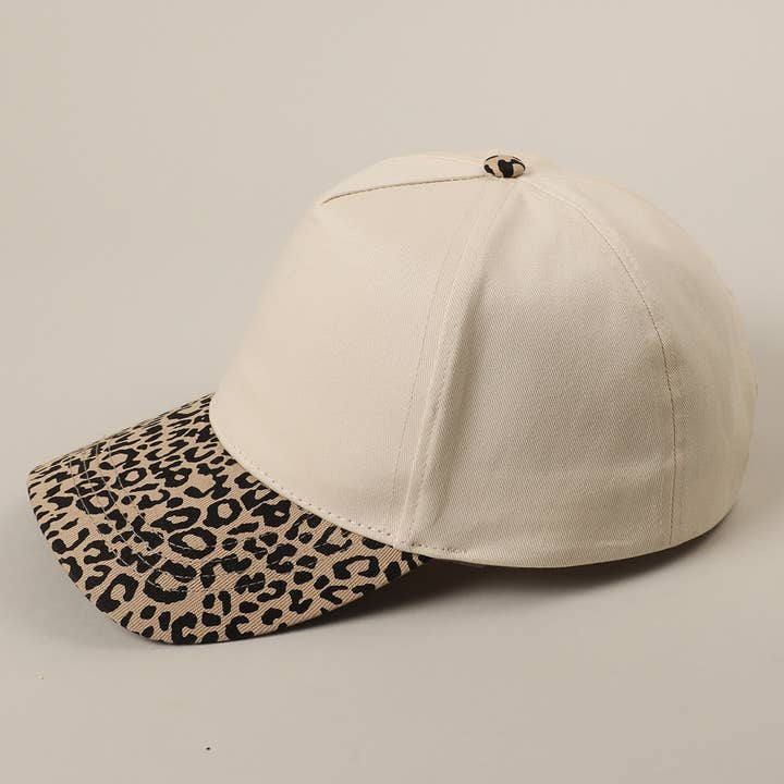 Leopard Pattern Two-Tone Canvas Trucker Hat for wholesale on Faire