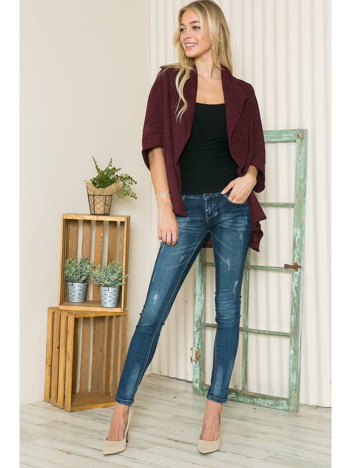 Orange Farm Clothing - Vente Cardigan – femme - Cardigan texturé à col châle, 3 couleurs4