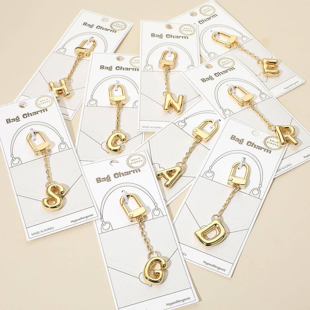 Sensibling Corp. - Wholesale Keychain - Women's - 16PCS - Gold Dipped Hypoallergenic Monogram Initial Keychain / Bag Charm3