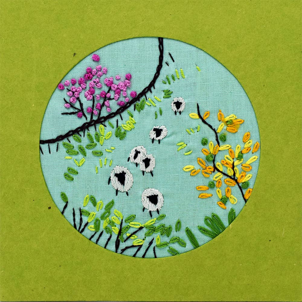 Fair to Trade Ltd - Wholesale Everyday greeting card - Hand Embroidered Greeting Card Fair Trade Countryside0
