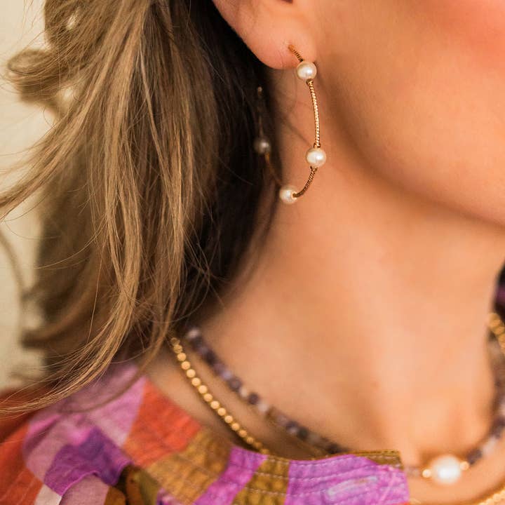 Shiver + Duke – Brincos de argola por atacado – Aros de pérola com fio1